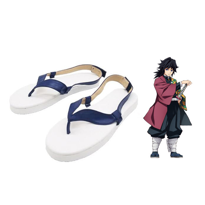 Anime Giyu Tomioka Costume Shoes PU Leather Cosplay Shoes Accessories