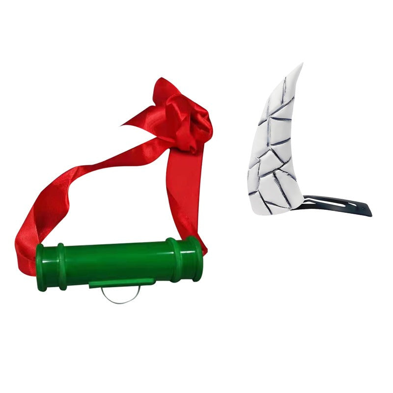 Anime Nezuko Kamado Cosplay Props Bamboo Tube and Demon Horn