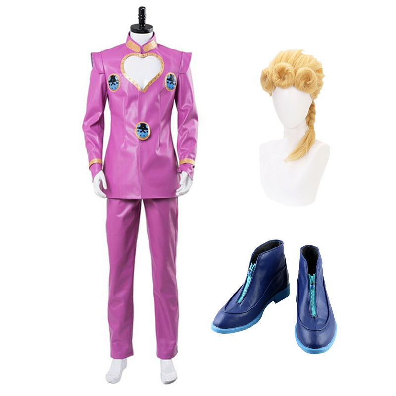 JOJO Giorno Giovanna Costume+Wigs+Shoes Whole Set Halloween Costume Outfit