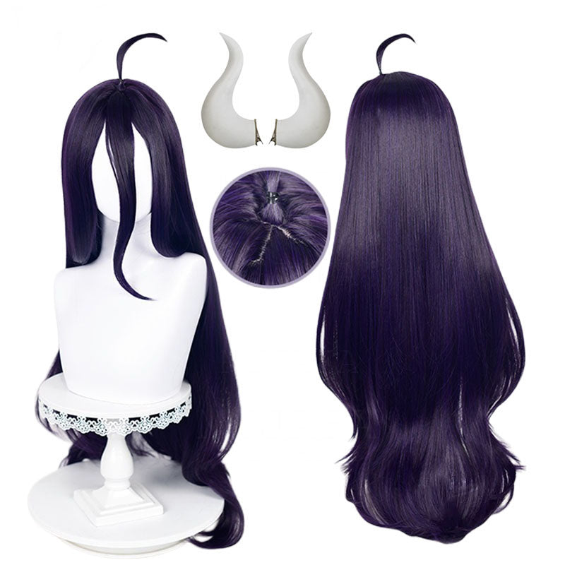 Anime Overlord Albedo Cosplay Wigs With Horns Props Halloween Costume Accessories