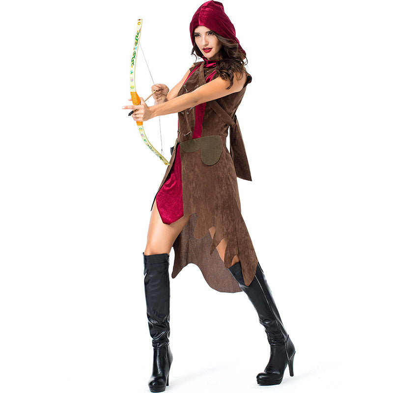 Women Archer Warrior Cosplay Costume For Halloween Party Performance