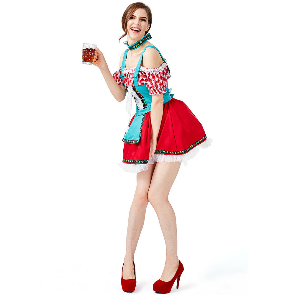 Women Bavarian Beer Festival Oktoberfest Party Costume Waitress Maid Costume Dress
