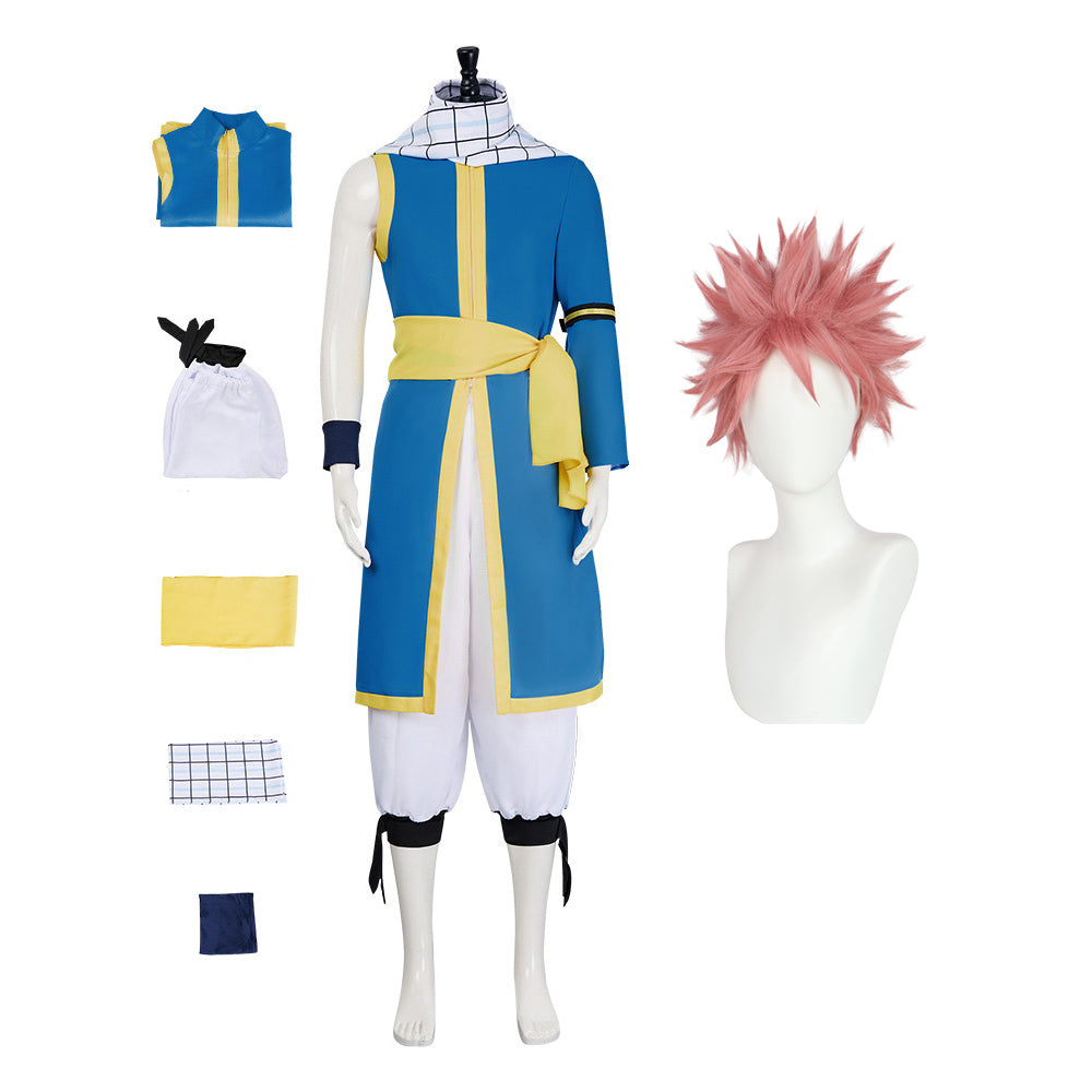 100 Years Quest Natsu Dragneel Blue Outfit Cosplay Costume With Scarf Whole Set Halloween Costume