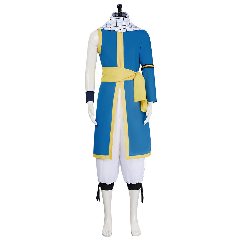 100 Years Quest Natsu Dragneel Blue Outfit Cosplay Costume With Scarf Whole Set Halloween Costume
