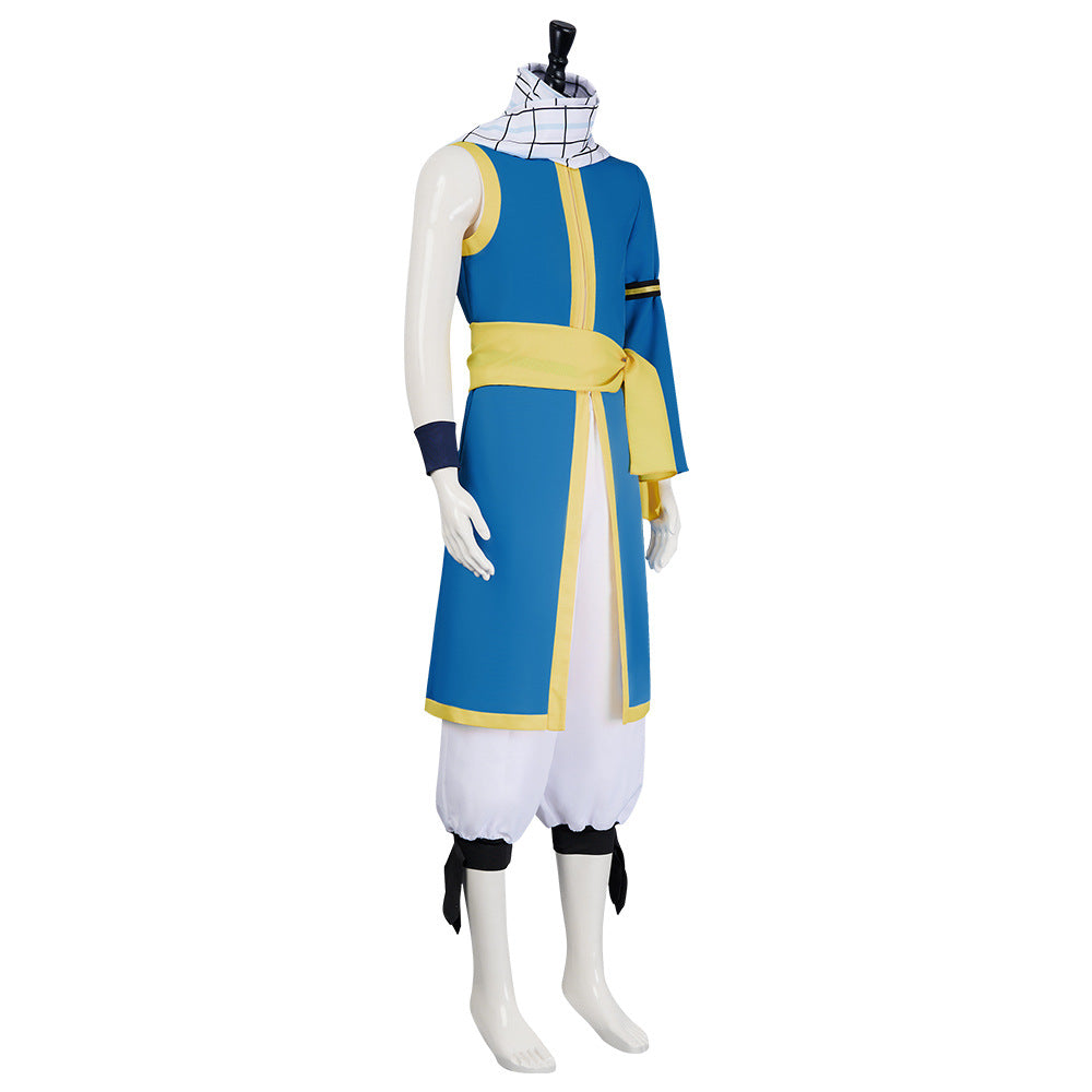 100 Years Quest Natsu Dragneel Blue Outfit Cosplay Costume With Scarf Whole Set Halloween Costume