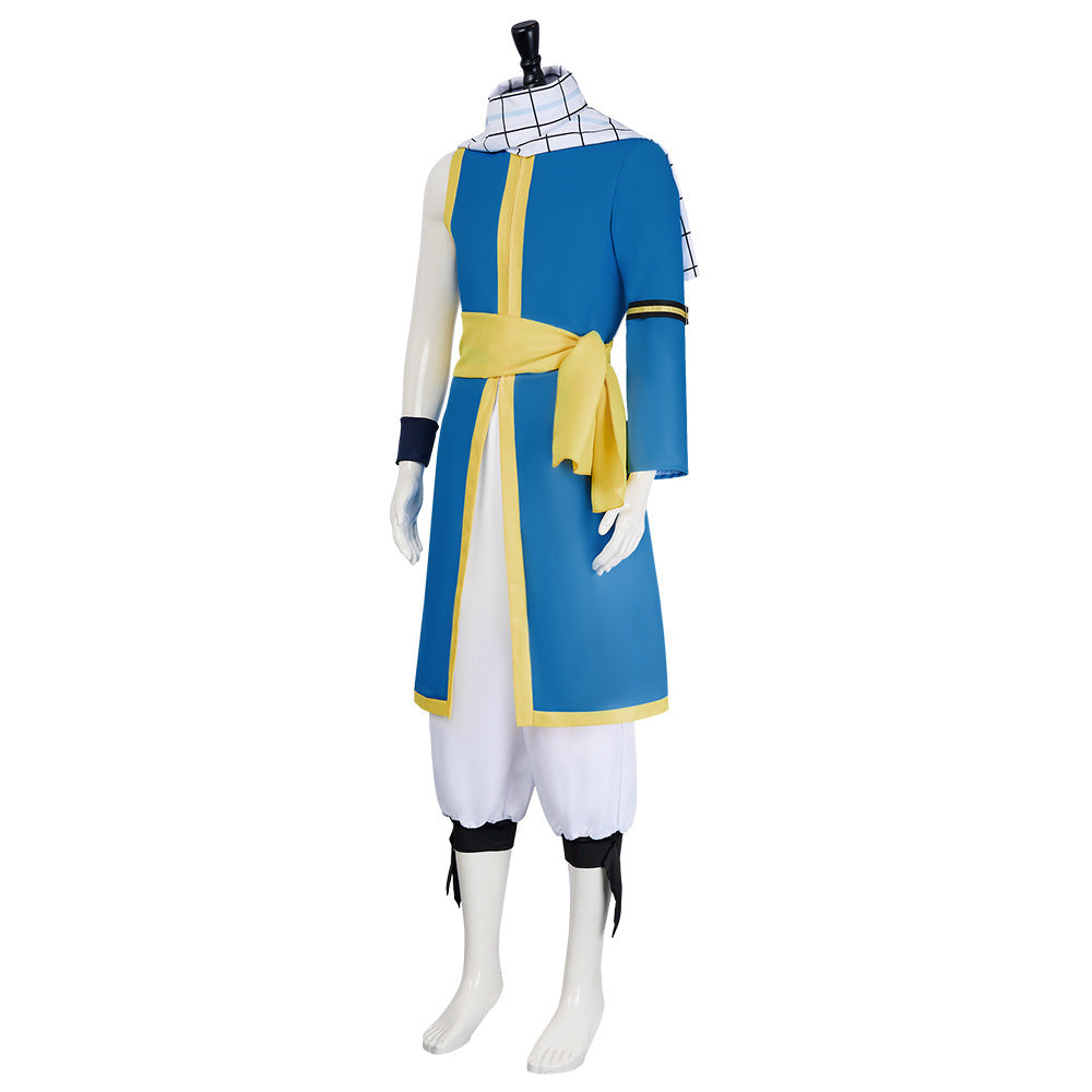 100 Years Quest Natsu Dragneel Blue Outfit Cosplay Costume With Scarf Whole Set Halloween Costume