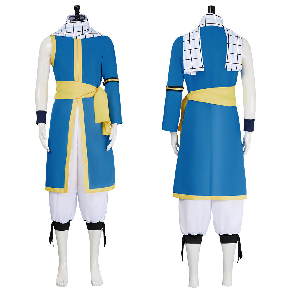 100 Years Quest Natsu Dragneel Blue Outfit Cosplay Costume With Scarf Whole Set Halloween Costume