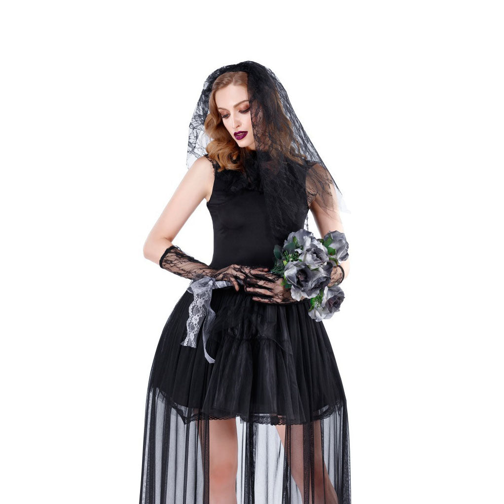 Black Ghost Bride Halloween Cosplay Costume Dress Adults Women