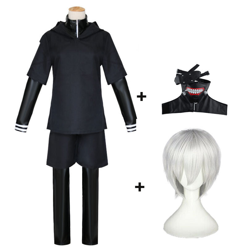 Kaneki Ken Costume Full Set With Mask and Wigs Halloween Cosplay Outfit Set