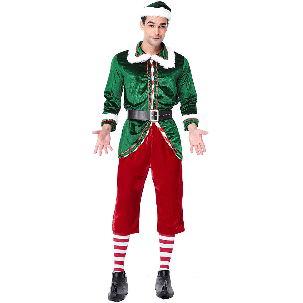 Men Christmas Elf Costume Christmas Cosplay Elf Green Outfit