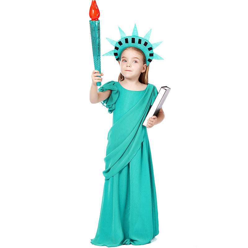 2023 Children's American Liberty Costume Girl's Ancient Greek Robe Dress Costume For Halloween