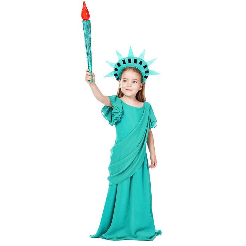 2023 Children's American Liberty Costume Girl's Ancient Greek Robe Dress Costume For Halloween