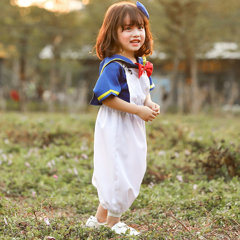 2023 Children's White Strappy Pants Sailor Suit Cosplay Costume Halloween Duck Anime Costumes