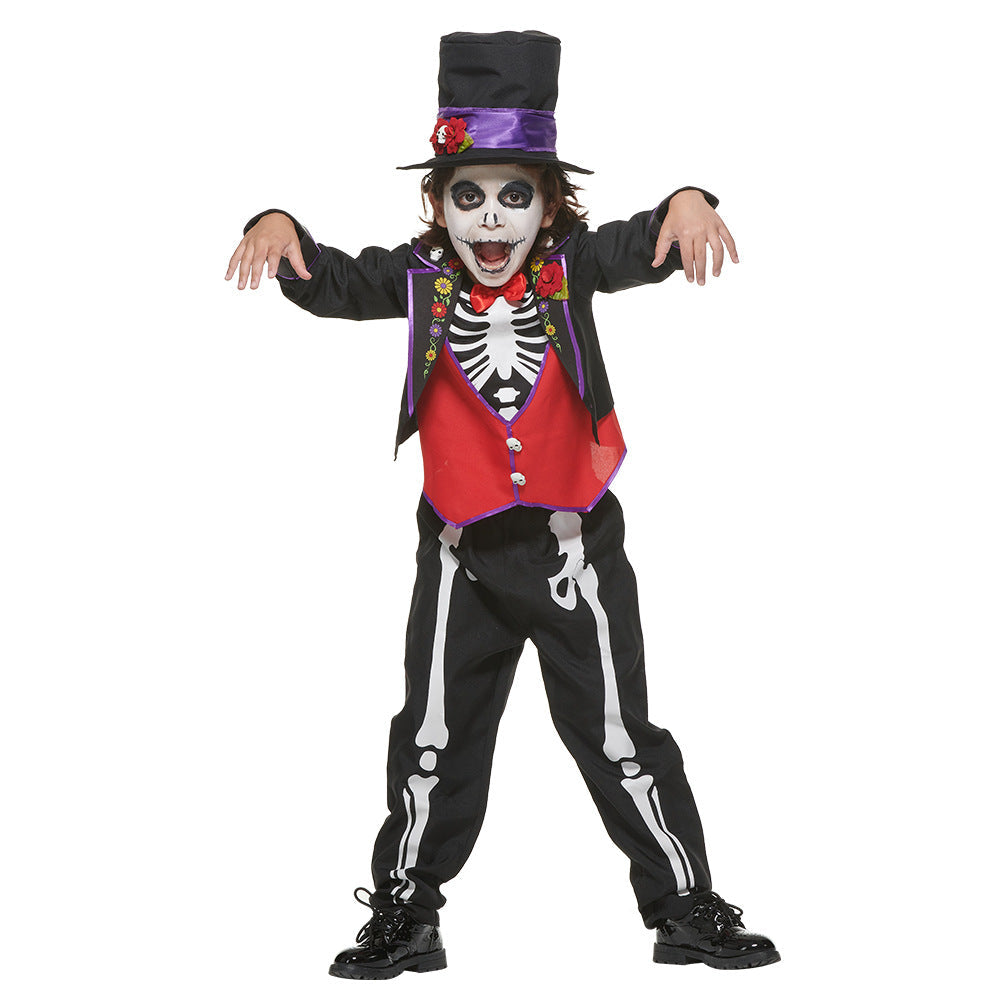 2023 El Dia de los Muertos Costume Day of the Dead Kids Boys Cosplay Costume Halloween Skeleton Cosaplay Outfit