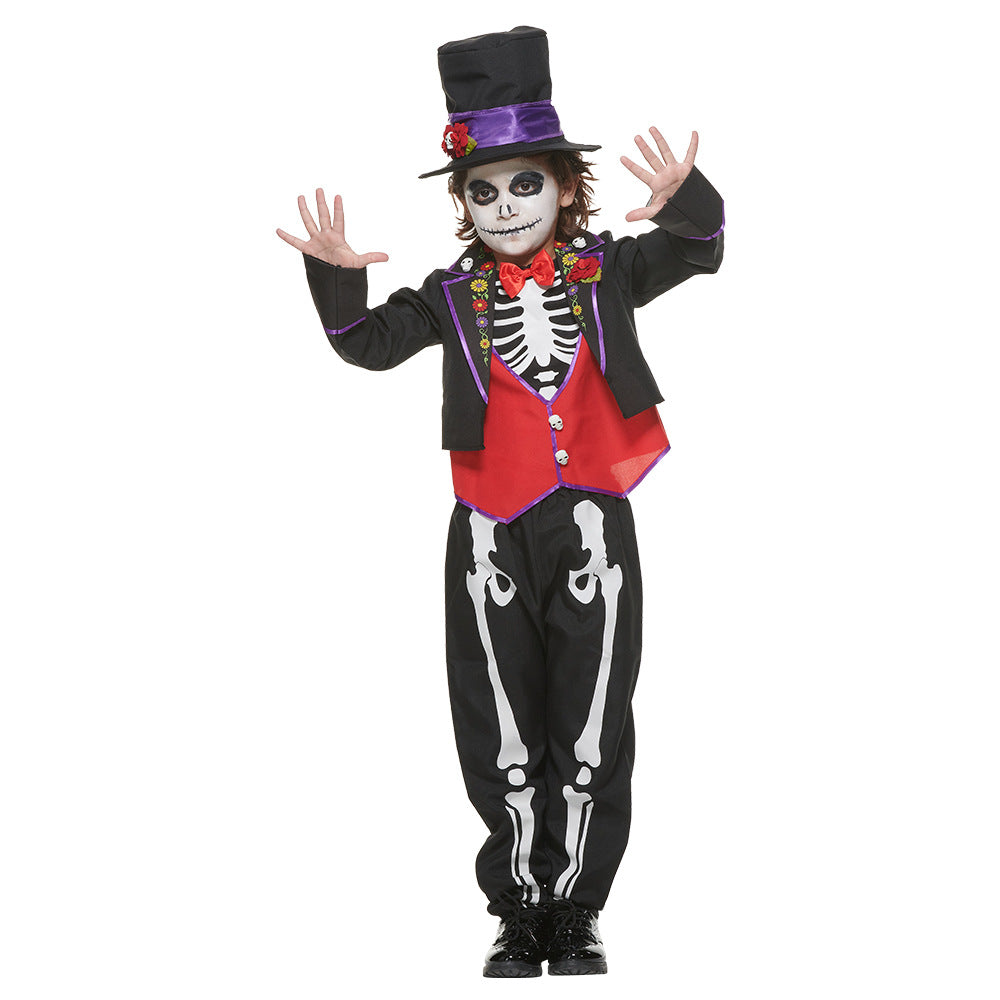 2023 El Dia de los Muertos Costume Day of the Dead Kids Boys Cosplay Costume Halloween Skeleton Cosaplay Outfit