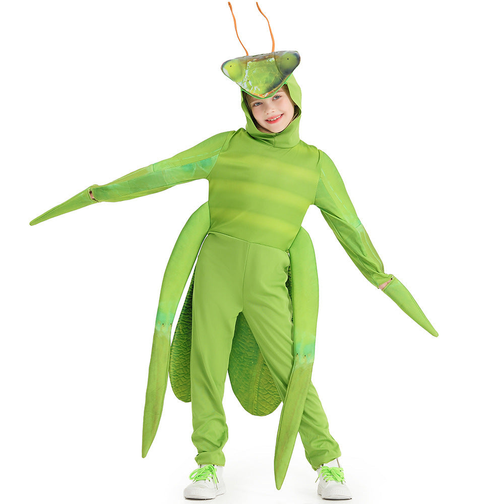 2023 Halloween Boys Girls Funny Animal Role Play Costume Mantis Costume Jumpsuit Stage Performance Clothes