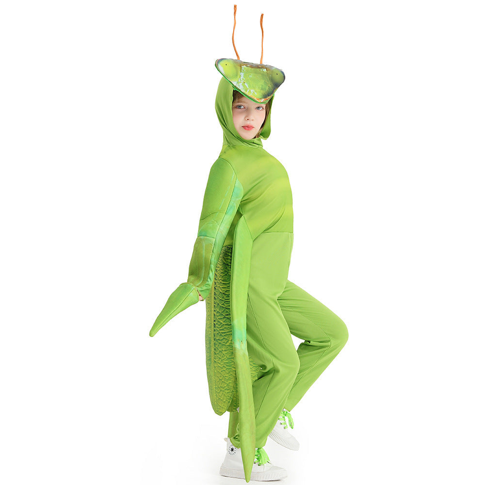 2023 Halloween Boys Girls Funny Animal Role Play Costume Mantis Costume Jumpsuit Stage Performance Clothes