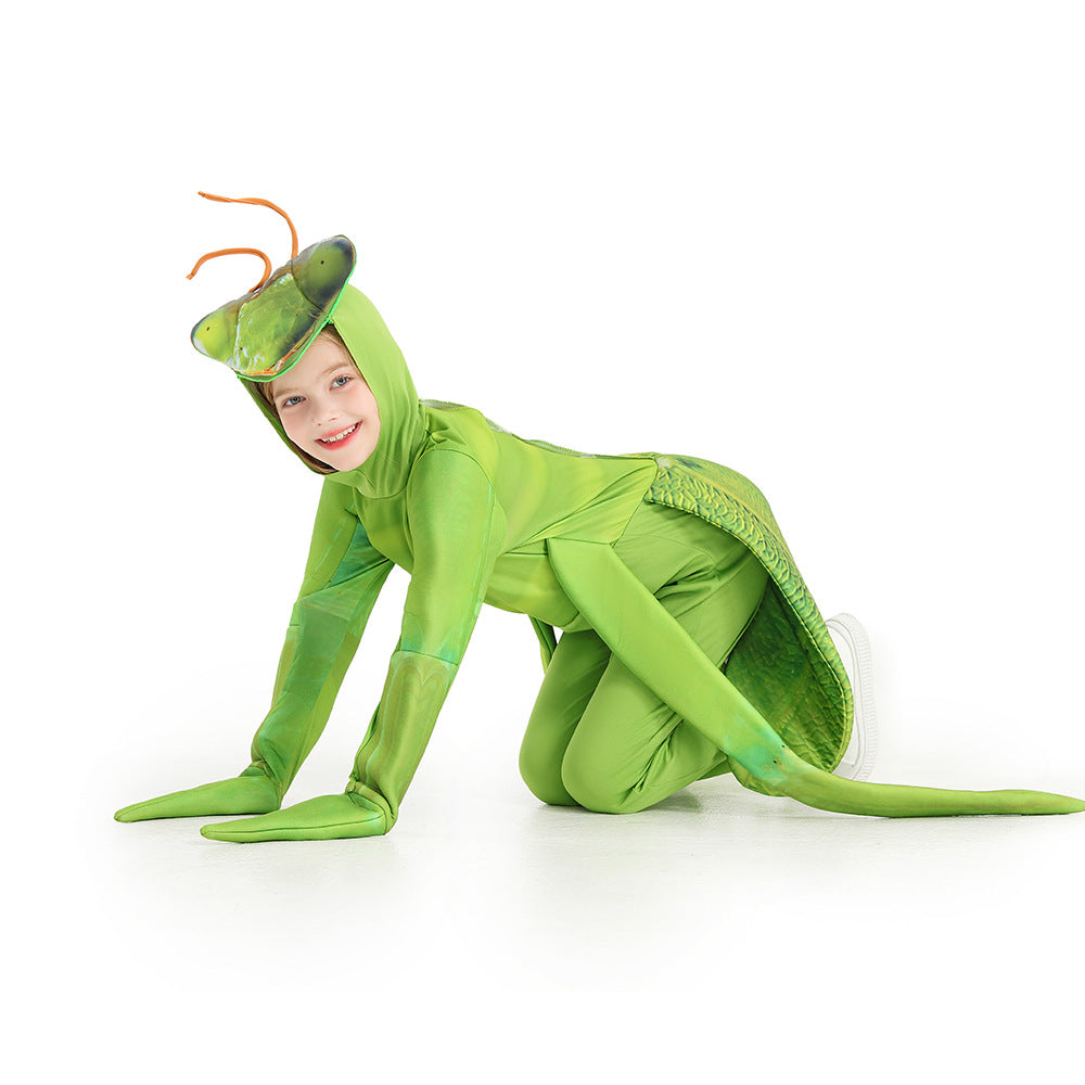 2023 Halloween Boys Girls Funny Animal Role Play Costume Mantis Costume Jumpsuit Stage Performance Clothes