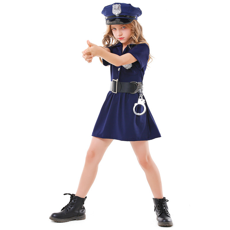 2023 Halloween Child Girls Policewoman Costume Dress Stage Performance Costume