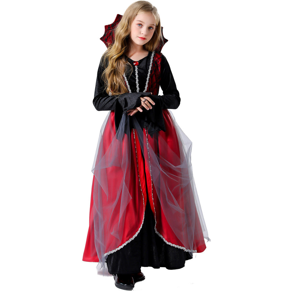 2023 Halloween Costume Kids Girls Vampire Costume Dress Children Stage Performance Costumes