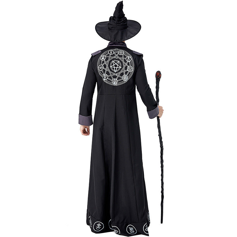2023 Halloween Costumes Black Robe Wizard Witch Costume Family Matching Costume for Women Men Kids