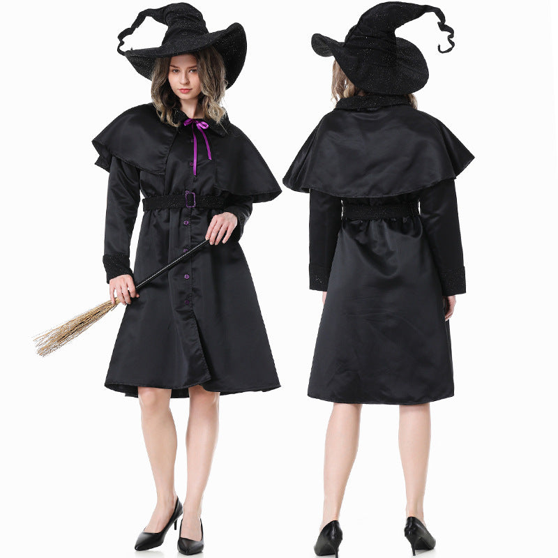 2023 Halloween Costumes Black Robe Wizard Witch Costume Family Matching Costume for Women Men Kids