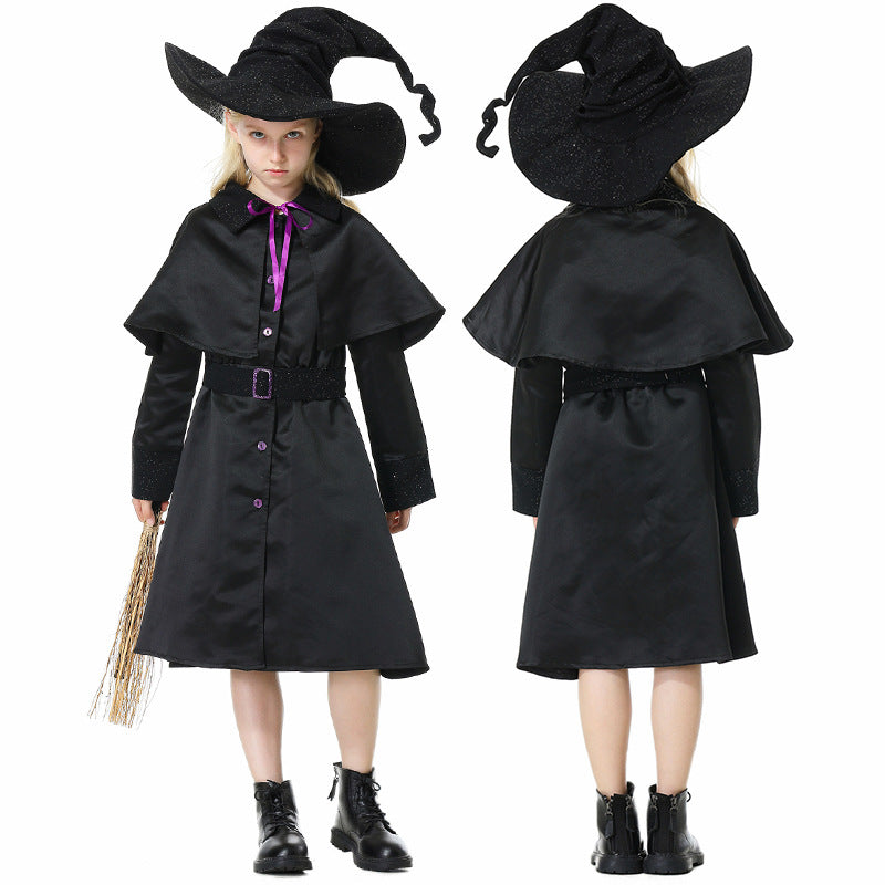 2023 Halloween Costumes Black Robe Wizard Witch Costume Family Matching Costume for Women Men Kids