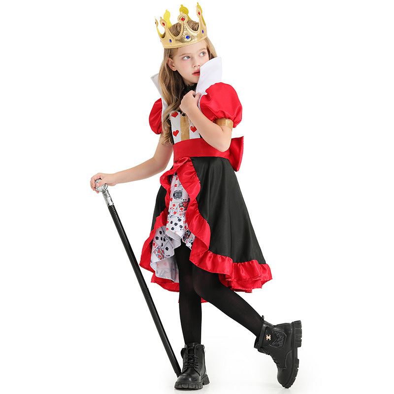 2023 Halloween Costumes Child Poker Queen Costume Girls Stage Performance Costumes