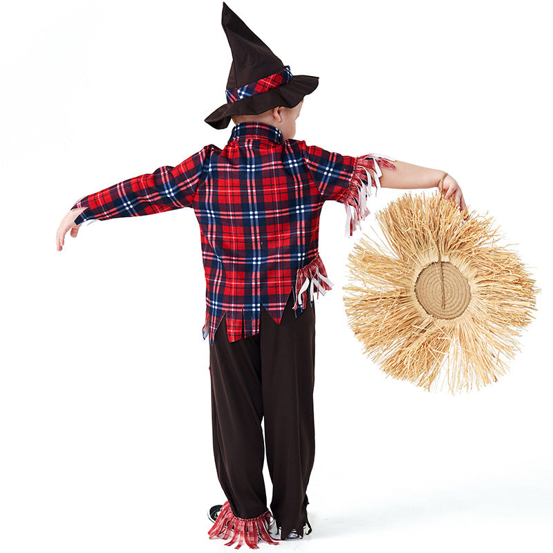 2023 Halloween Costumes Kids Boys Scarecrow Cosplay Outfit For Halloween Party Stage Performance