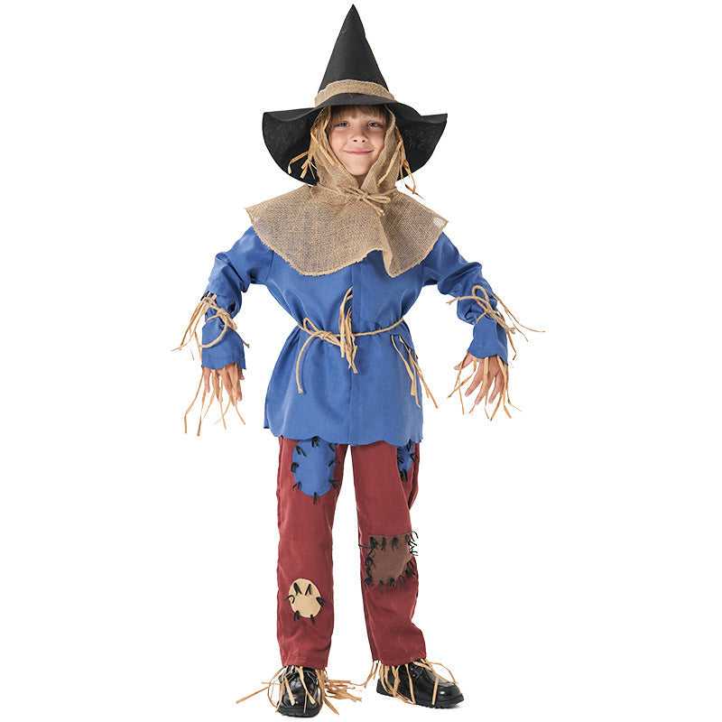 2023 Halloween Costumes Kids Scarecrow Role Play Stage Performance Costumes
