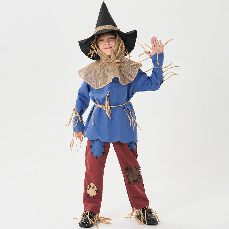 2023 Halloween Costumes Kids Scarecrow Role Play Stage Performance Costumes