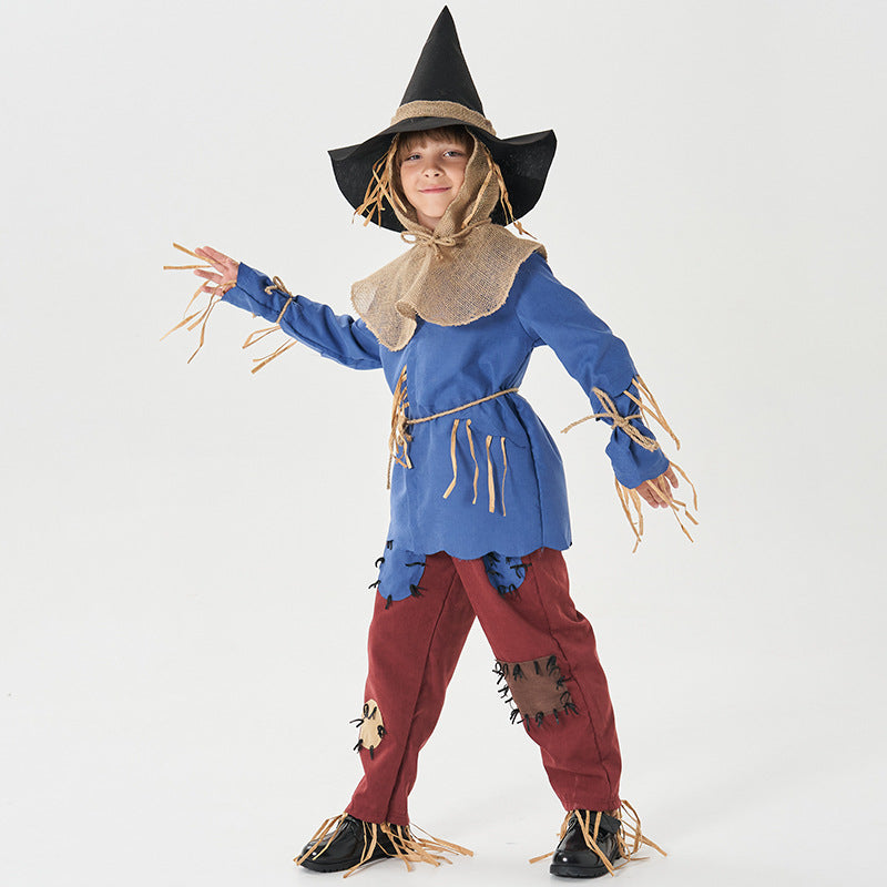 2023 Halloween Costumes Kids Scarecrow Role Play Stage Performance Costumes