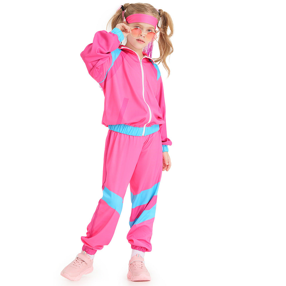 2023 Halloween Kids Costume Vintage Disco Performance Costume Girls Boys Halloween Hip-Hop Costume