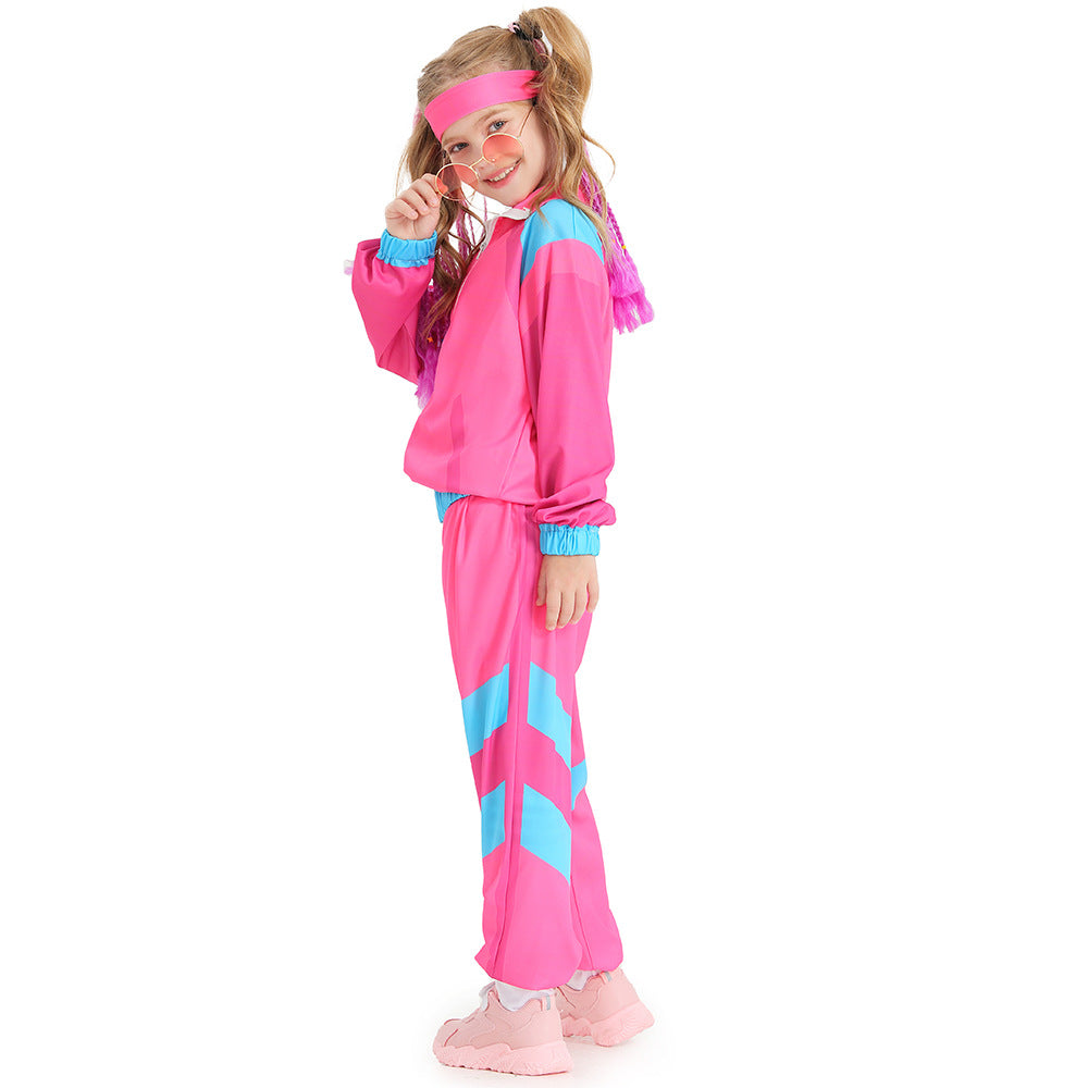 2023 Halloween Kids Costume Vintage Disco Performance Costume Girls Boys Halloween Hip-Hop Costume