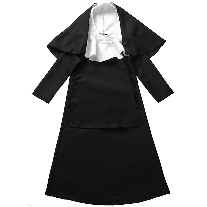 2023 Halloween Kids Girls Black Nun Cosplay Costume Halloween Carnival Drama Performance Costume