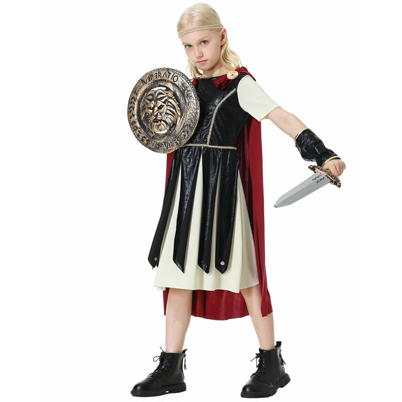 2023 Halloween Kids Spartan Warrior Costume With Shield and Sword Props Boys Girls Ancient Roman Warrior Costume