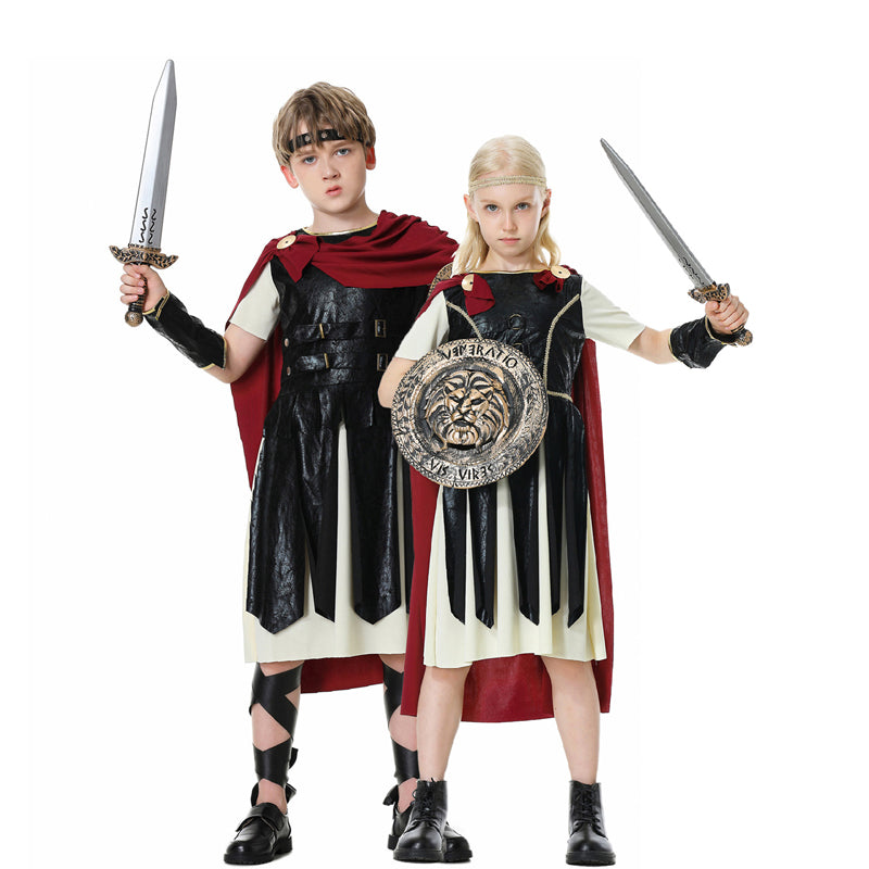 2023 Halloween Kids Spartan Warrior Costume With Shield and Sword Props Boys Girls Ancient Roman Warrior Costume