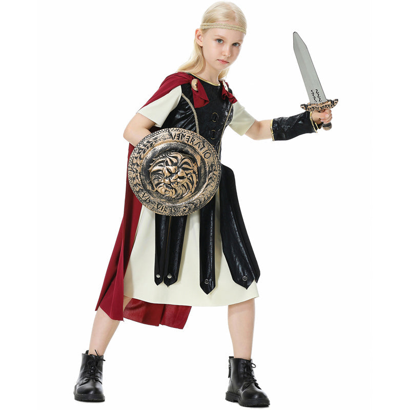 2023 Halloween Kids Spartan Warrior Costume With Shield and Sword Props Boys Girls Ancient Roman Warrior Costume