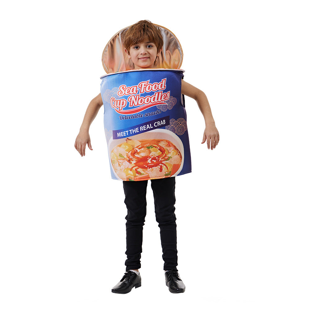 2023 Halloween New Kids Bowl Noodle Costume Funny Seafood Bowl Noodle Onesie School Performance Costumes
