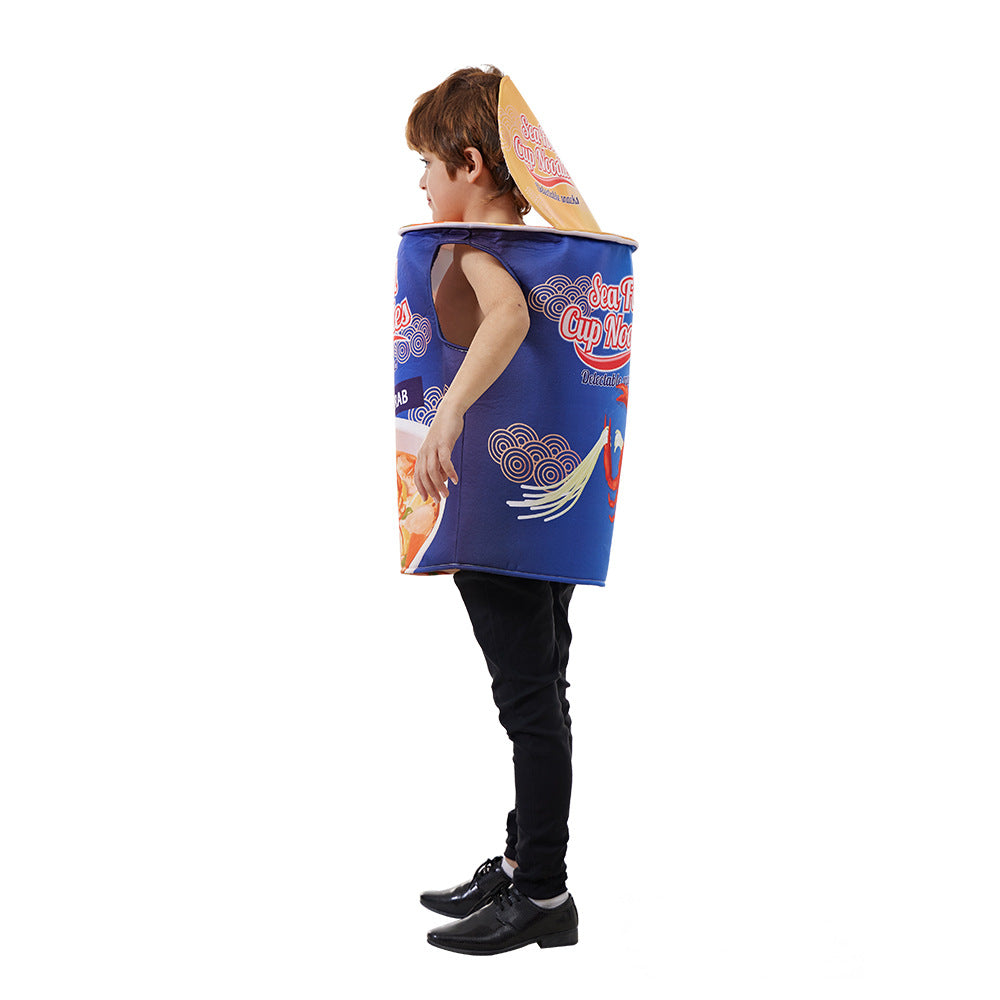 2023 Halloween New Kids Bowl Noodle Costume Funny Seafood Bowl Noodle Onesie School Performance Costumes