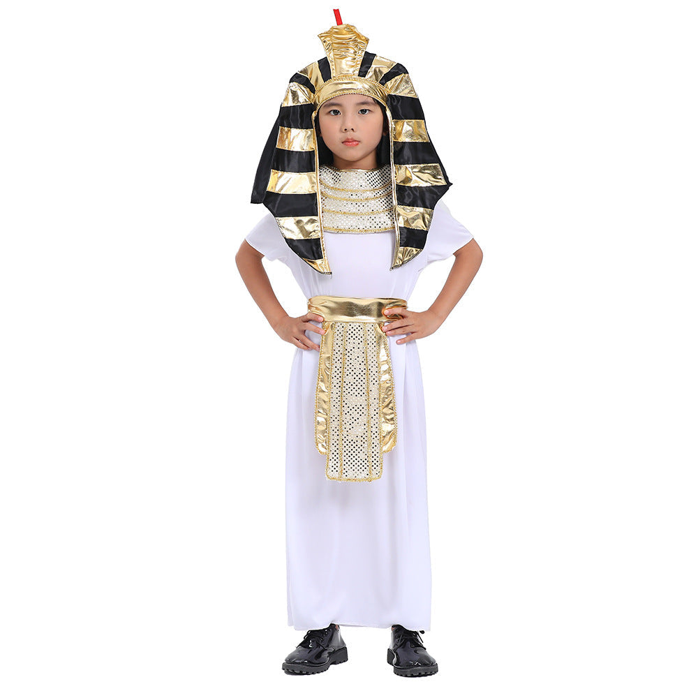 2023 Kids Ancient Egyptian King Costume Pharaoh Costume Boys Girls Halloween Dress Up Costumes