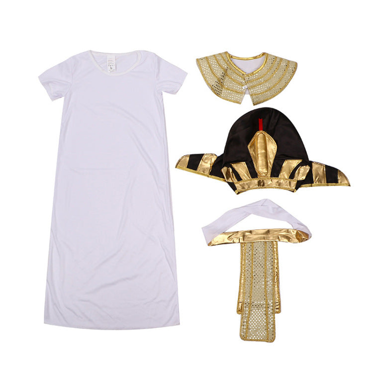 2023 Kids Ancient Egyptian King Costume Pharaoh Costume Boys Girls Halloween Dress Up Costumes