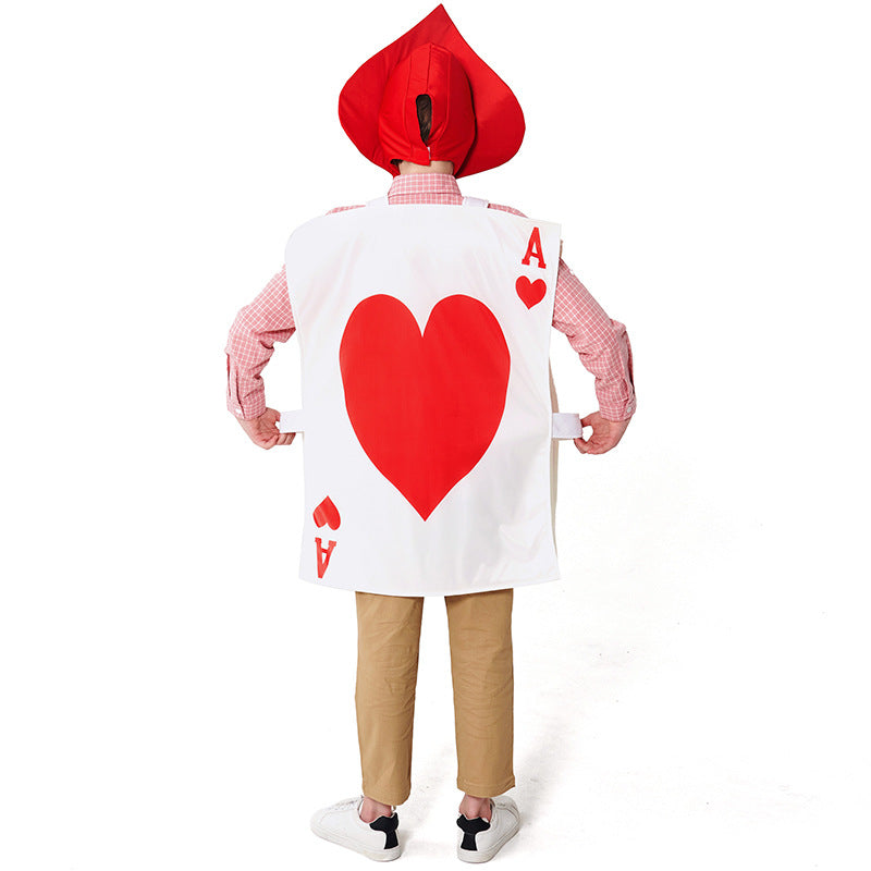 2023 Kids Halloween Costumes Poker Ace of Hearts Costume Girls Boys Cosplay Outfit Stage Performance Costume