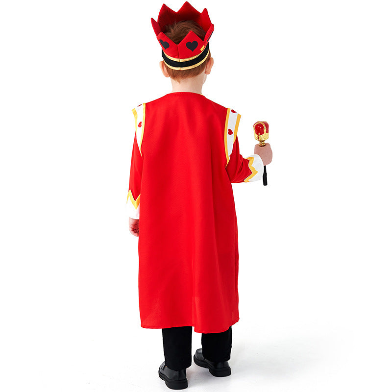 2023 Kids Halloween Costumes Poker Red King Card Costume Set Kids Fairytale Role Play Performance Costume