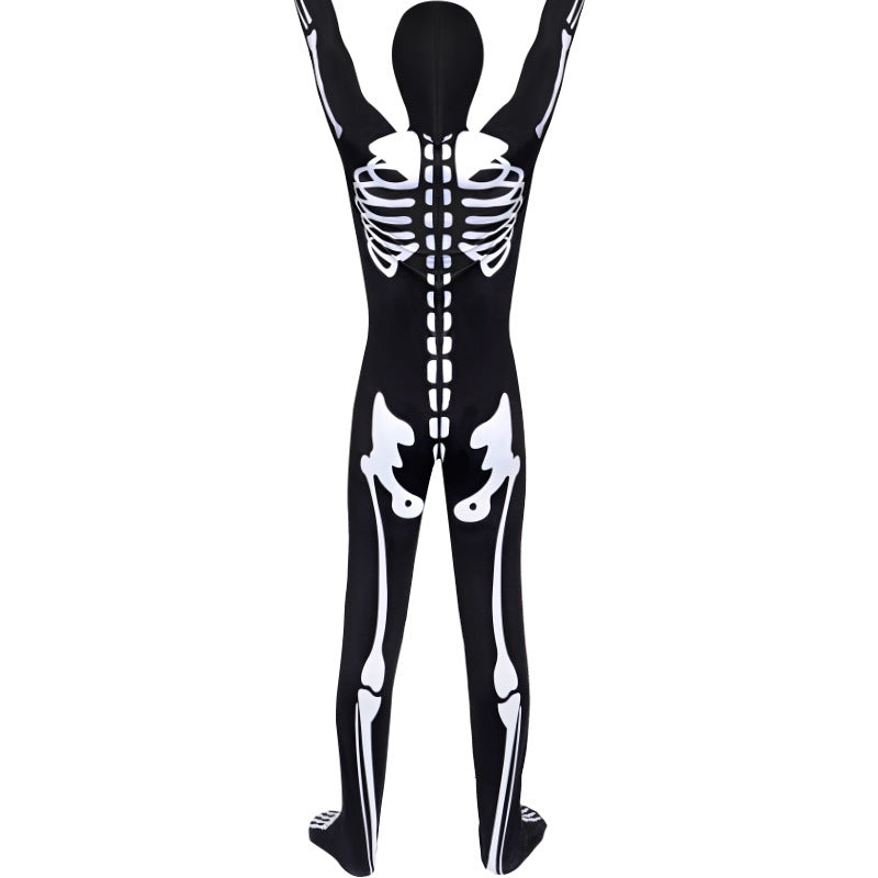 2023 Kids and Adults Halloween Scary Skeleton Ghost Onesie Zentai Halloween Party Jumpsuit Costume