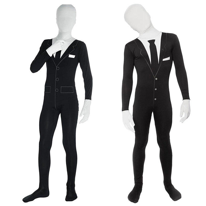 2023 Kids and Adults Horror Faceless Monster in Suit Costume Zentai Halloween Carnival Cosplay Jumpsuit