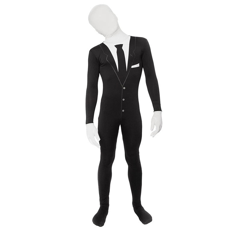 2023 Kids and Adults Horror Faceless Monster in Suit Costume Zentai Halloween Carnival Cosplay Jumpsuit