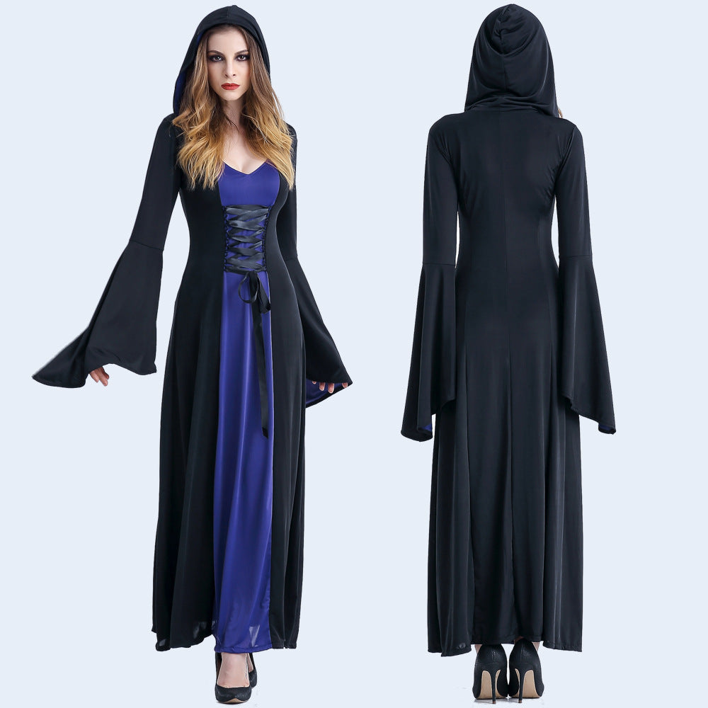 European Court Tricolor Hooded Vampire Witch Costume Halloween/Stage Performance/Party