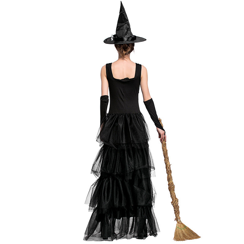 Black Sleeveless Pouf Cake Witch Costume Halloween/Stage Performance/Party