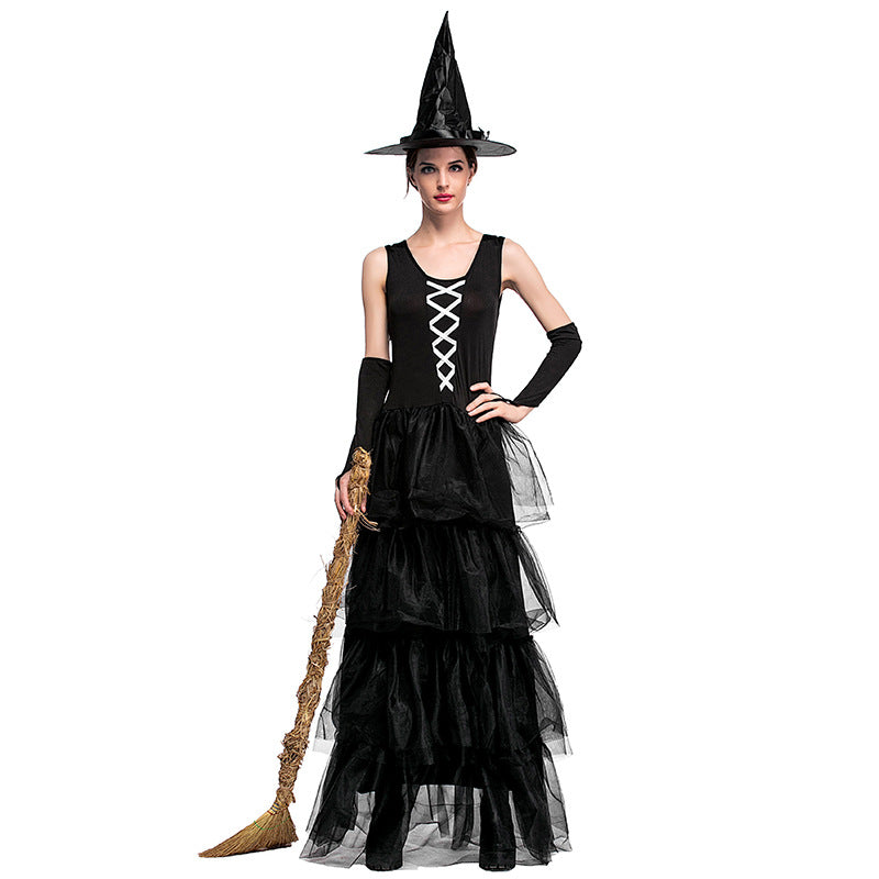 Black Sleeveless Pouf Cake Witch Costume Halloween/Stage Performance/Party